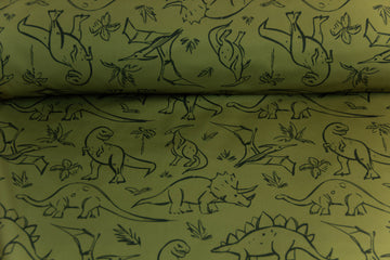 Softshell mit Dinosauriern, khaki, grün, 0,5 m